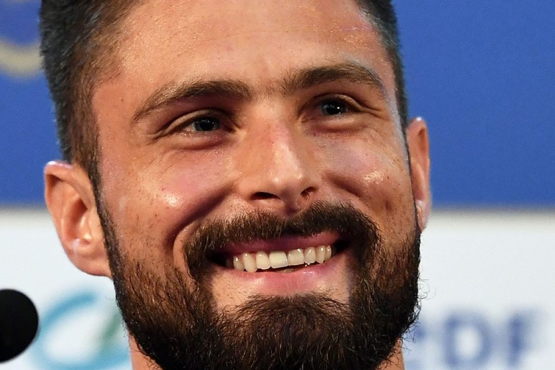 France's forward Olivier Giroud smiles as he gives a press conference at the press centre in Istra, west of Moscow on July 8, 2018, during the Russia 2018 World Cup football tournament. (Photo by FRANCK FIFE / AFP)